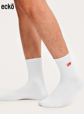 ecko红犀牛 刺绣吸汗防臭袜袜子男款中筒2025冬季新款ins潮运动袜