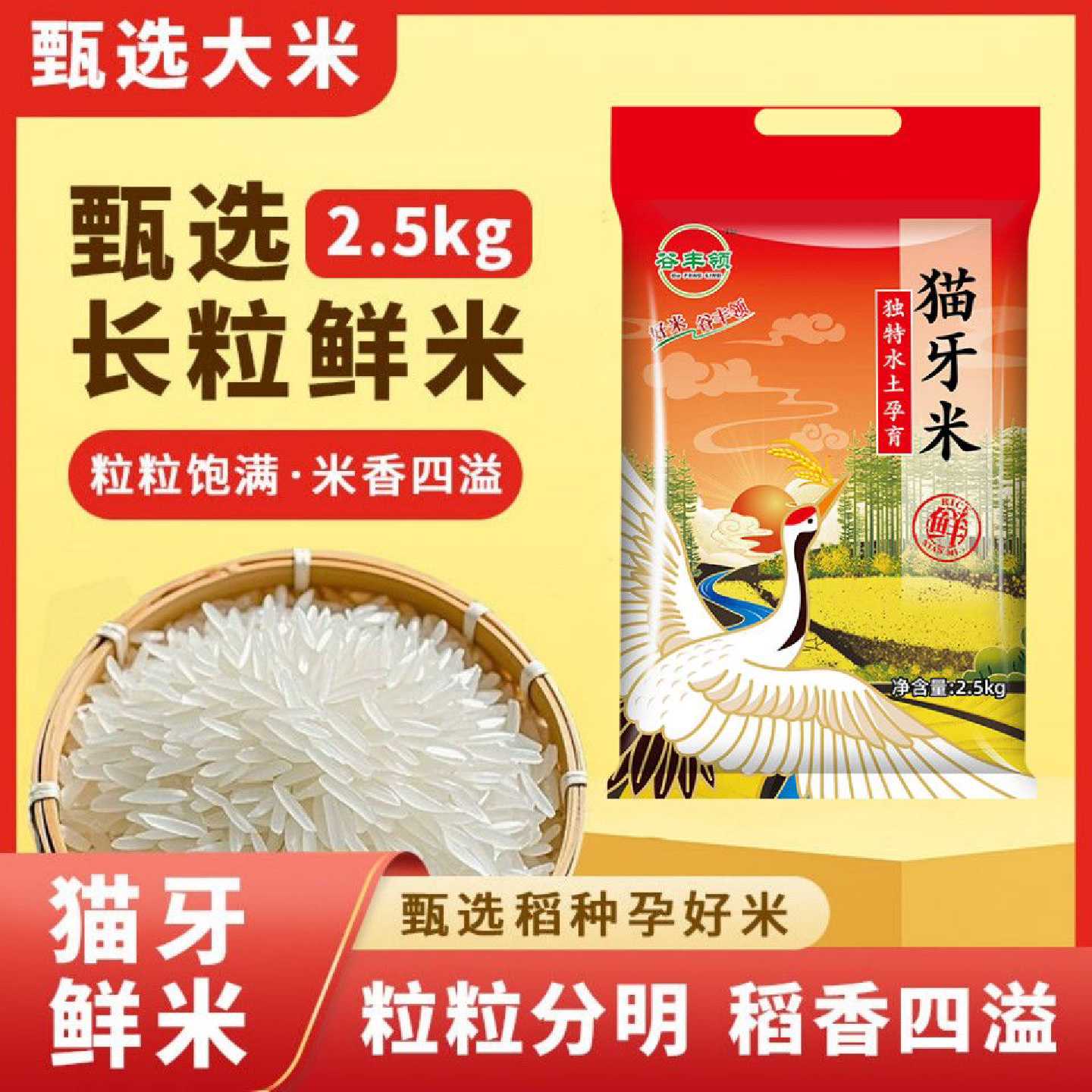 20斤优选新鲜猫牙米农家晚稻丝苗米长粒香250g超长粒大米煲仔饭