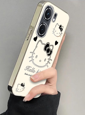 适用iqooneo9/8pro手机壳10新款vivoiqooneo5黑蝴蝶结kt猫ipooneo6se全包防摔iq00neo7icooneo3高级感noe女生