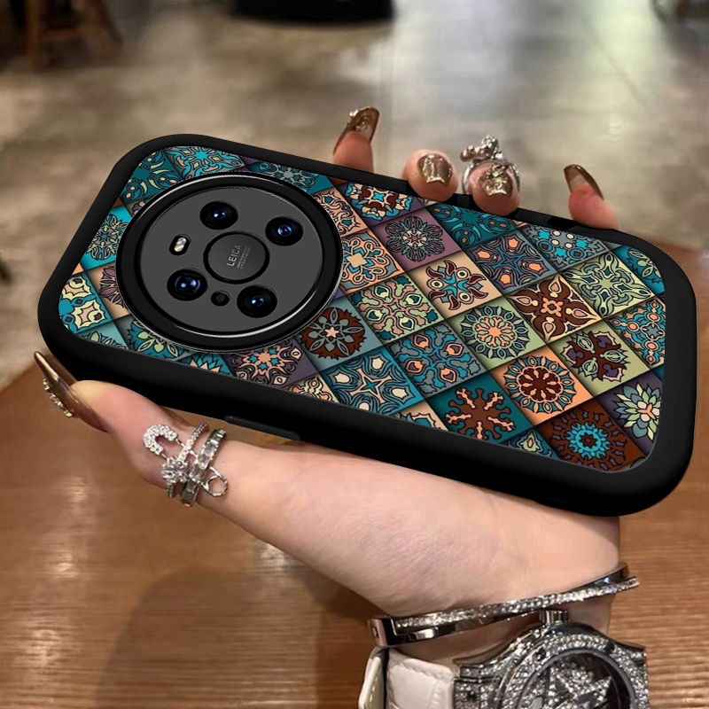 适用华为mate40pro手机壳新款mete40全包防摔mate40e曲屏外壳Pro软硅胶m40男女mt40系列保护套por的复古图腾