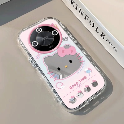 适用荣耀x50手机壳x60i新款华为x50i十镜面泡芙honorx30i全包防摔外壳X40GT软保护套x20se女生x10粉色凯蒂猫