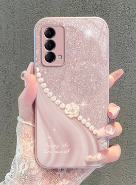 适用realme真我Q3Pro狂欢版手机壳RMX3142套realmeQ3Por5G新款Pr0玻璃OPPOQ全包防摔oppoRealmeQ女relmeQ花朵