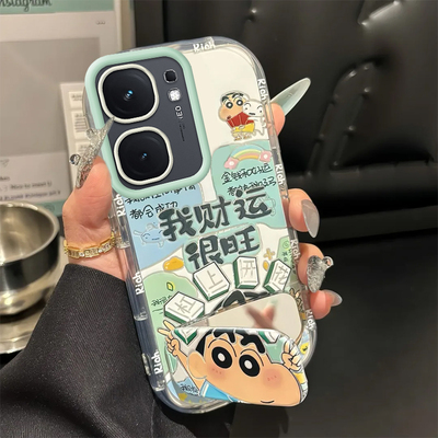 适用iqooneo9/8pro手机壳10新款vivoiqooneo5镜面泡芙ipooneo6se全包防摔iq00neo7icooneo3好运小新男女外壳