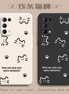 适用OPPOReno5手机壳OPPO新款Reno5Pro套OPPOReon5Pro+高级感OPPORone全包OPP0PP0PPO防摔Ren05女款简约猫咪