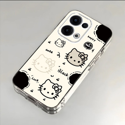 适用opporeno13/12pro手机壳11/10新款reno9pro+可爱kt猫reno8se/7/6透明套reon5k女rone4软reno3防摔2Z全包