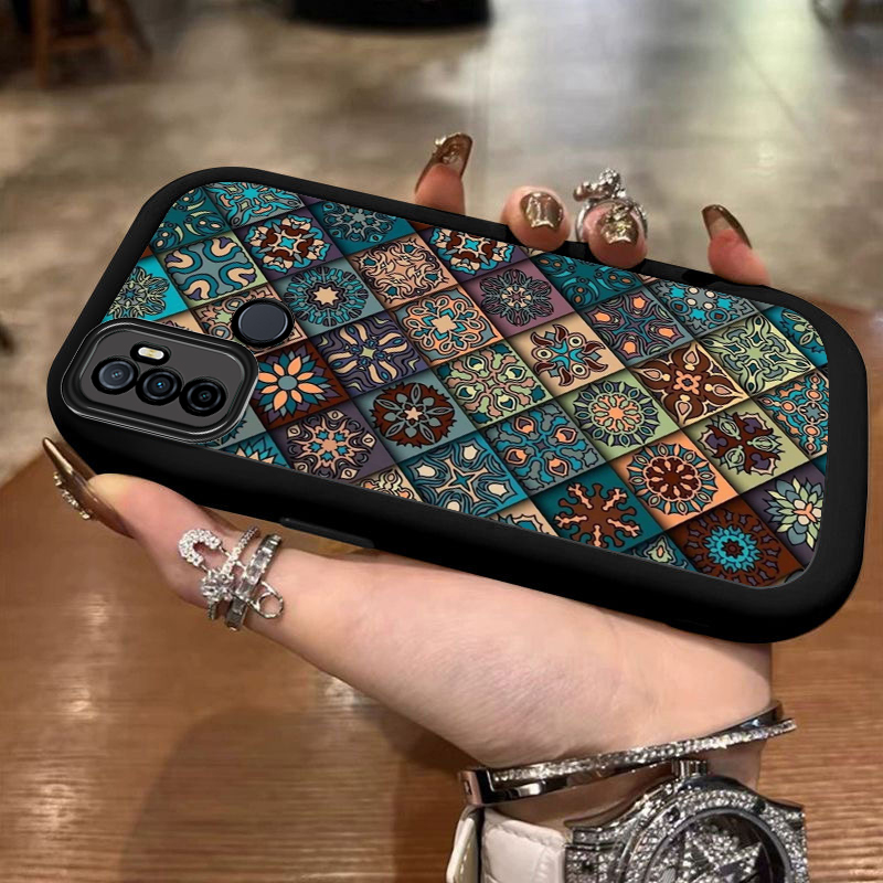 适用oppoA32手机壳A36男女新款OPPO全包防摔A35保护套oppa软硅胶0pp0opp0ppoA外壳opA3复古图腾5G花纹带挂绳