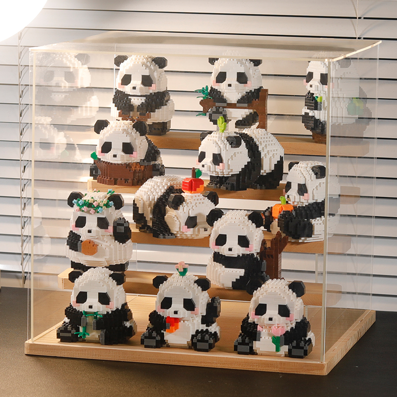 2025年新款积木男女孩熊猫系列花花拼装玩具儿童礼物8-12岁小学生