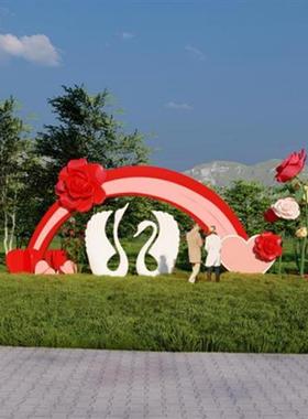 户外巨型不锈钢玫瑰花玻璃钢雕塑景区网红打卡商场景观装饰摆件