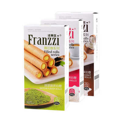 小吃抹茶味单盒夹心蛋卷法丽兹