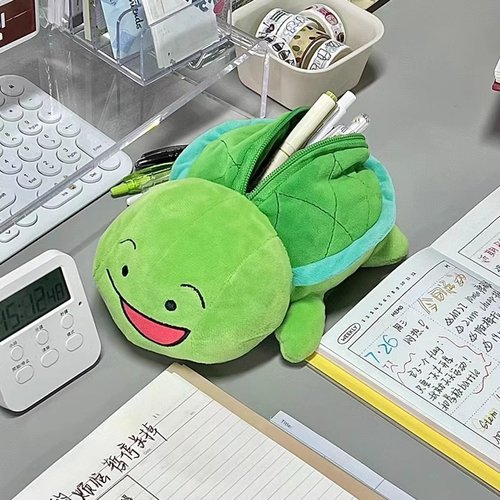 可爱乌龟毛绒笔袋学生文具盒收纳