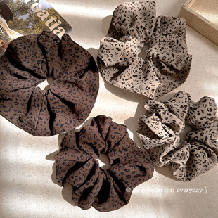 复古豹纹大肠发圈女高级感丸子头扎头发发绳半扎发头绳百搭发饰潮