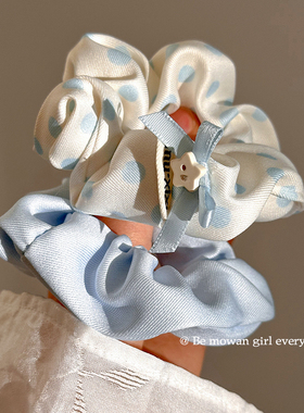 蓝色甜美星星蝴蝶结大肠发圈女扎头发绳丸子头马尾头绳橡皮筋秋冬