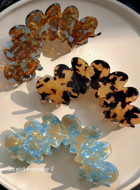 高级感花瓣抓夹女大号复古气质时尚发夹后脑勺夹子头饰鲨鱼夹发抓