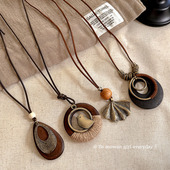 圆形项链女复古民族风叠戴毛衣链新款 新中式 禅意长款 波西米亚配饰