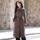 悦戎温莎公主带里衬纯山羊绒大衣中长款 宽松加厚紫绒100%羊绒外套