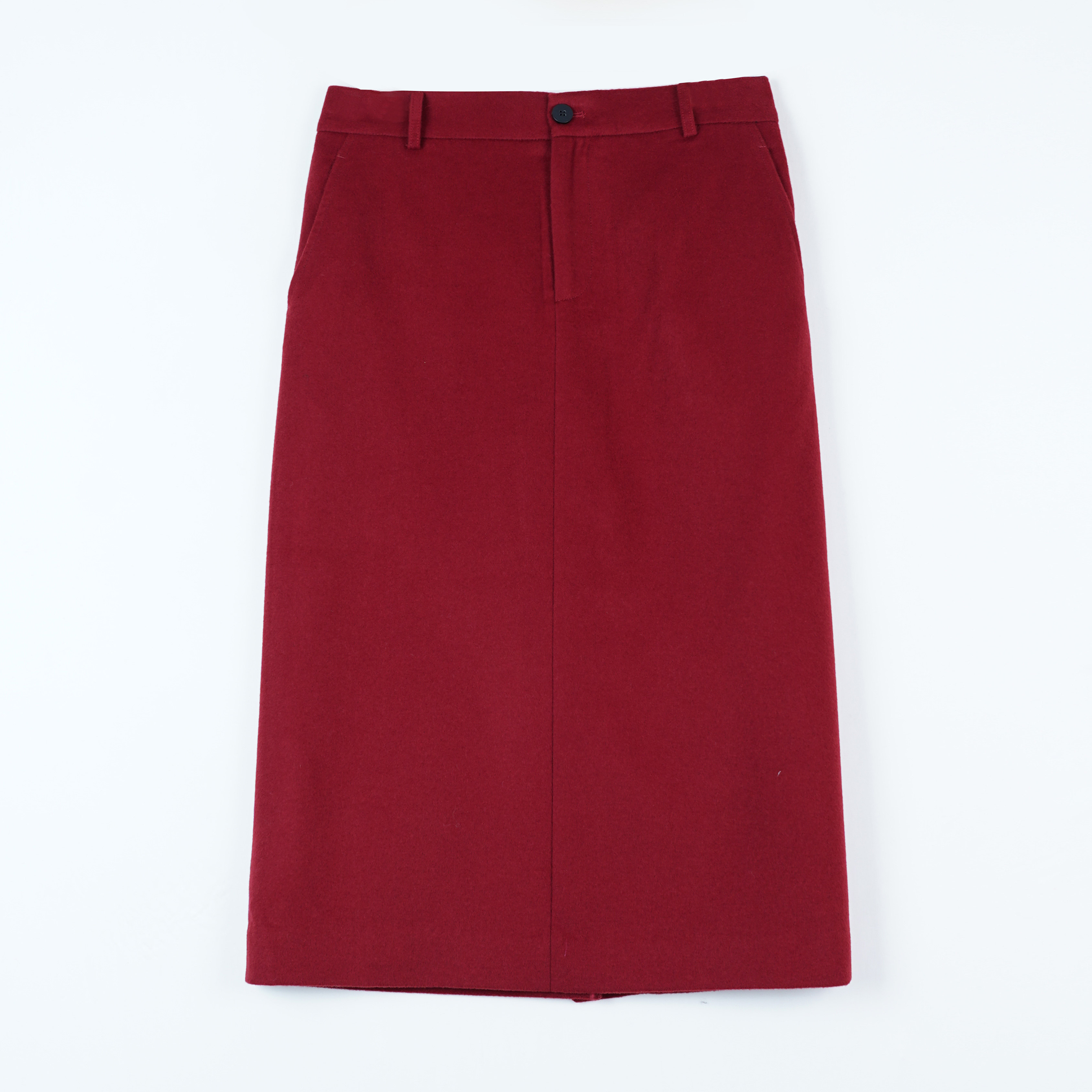 悦戎2025秋冬新款法式百搭女士高腰A字裙半身裙时尚纯色后开叉