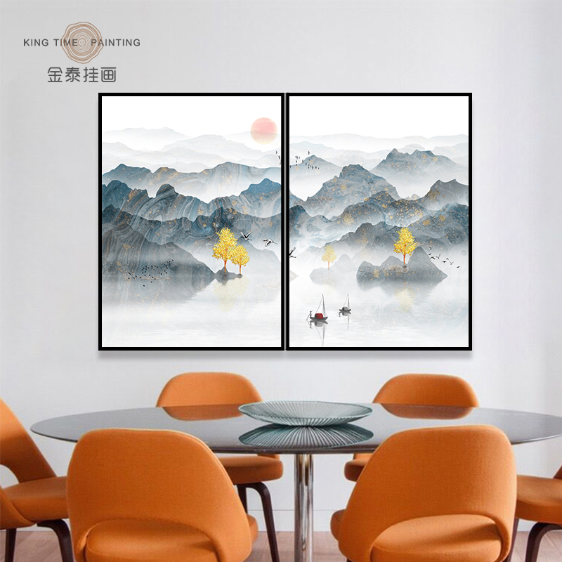 大尺寸电表箱装饰画遮挡箱电箱配电箱电闸箱双推拉新中式山水挂画