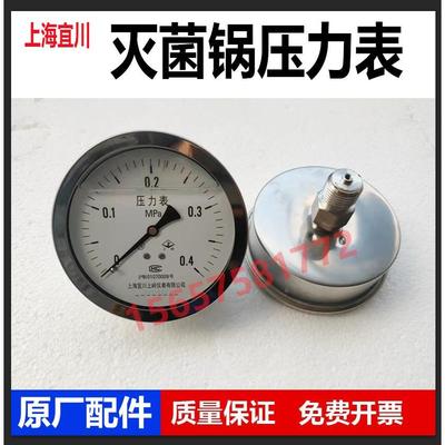 上海宜川上岭YN100ZU压力表0~0.4MPa -0.1~0.5充油压力表申安卧式