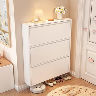 15cm超薄钢制翻斗鞋 架 柜家用门口一体挂墙悬空小户型玄关柜极窄鞋