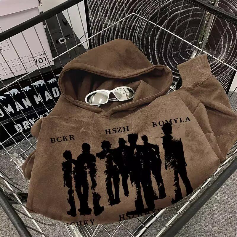 300斤大码美式复古潮牌帽衫卫衣