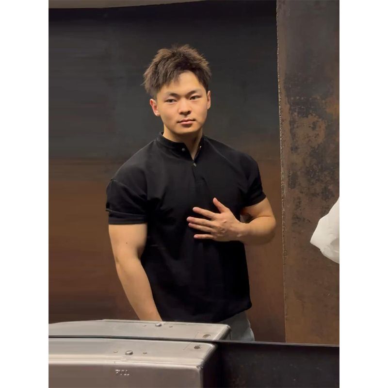 大码300斤亨利领短袖男女款夏季