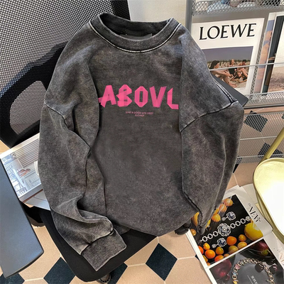 大码300斤美式休闲水洗做旧卫衣