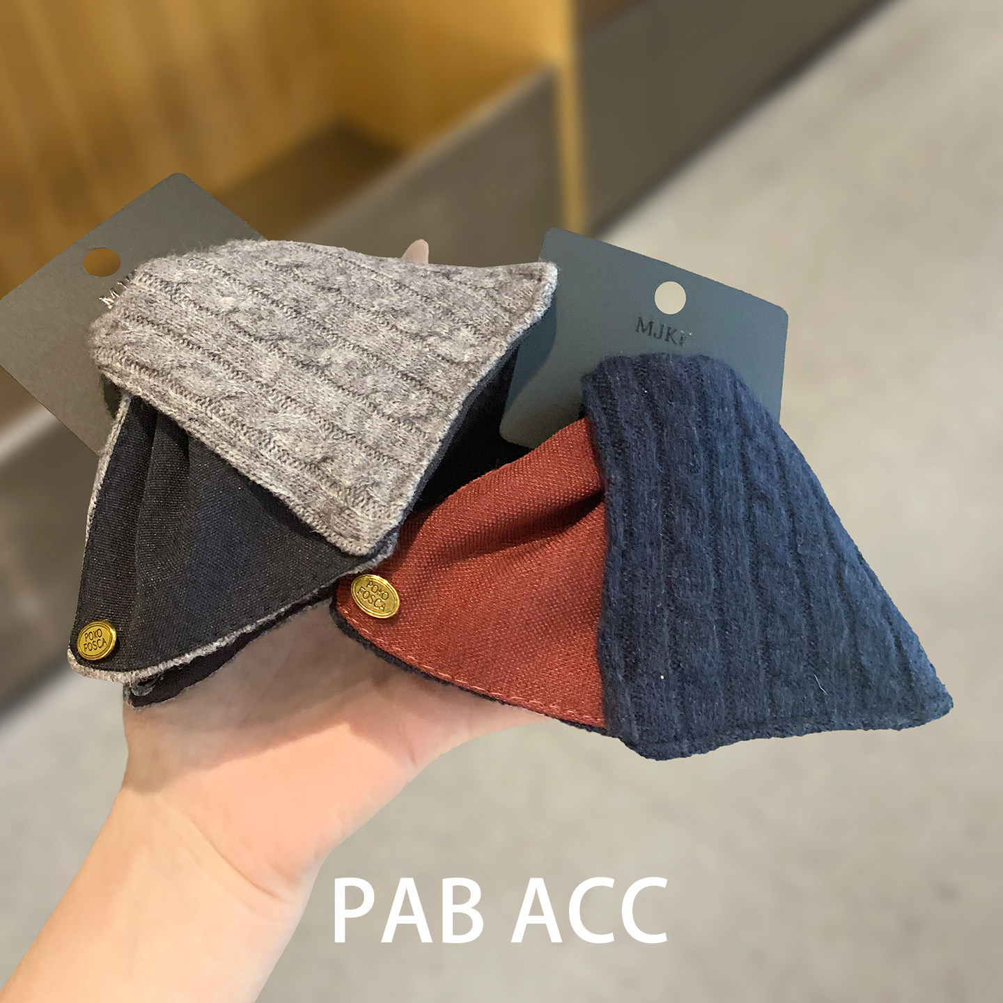 韩国秋冬慵懒风撞色针织麻花三角抓夹小金标通勤盘发夹子顶夹头饰