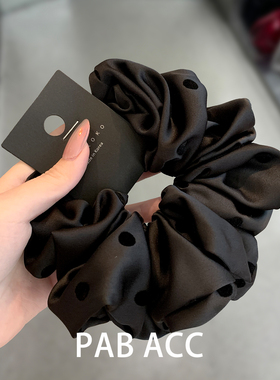 韩国复古波点大肠发圈高级感缎面气质扎低马尾头绳高弹力耐用发饰