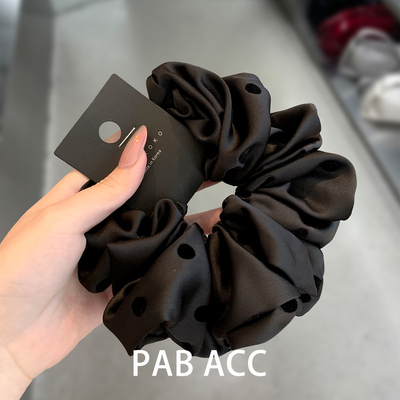 韩国复古波点大肠发圈高级感缎面气质扎低马尾头绳高弹力耐用发饰