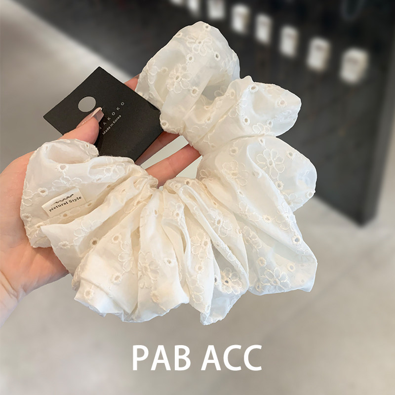 奶呼呼高品质韩国慵懒风镂空刺绣蕾丝肥肠圈基础网红纯色发绳皮筋