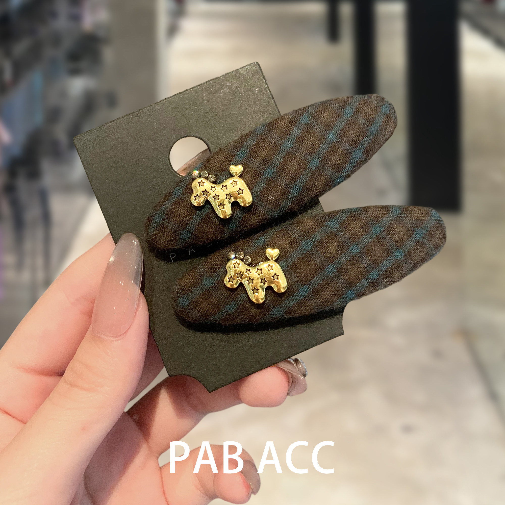 韩国设计感ins秋冬复古格纹小马发夹甜美可爱懒人BB夹百搭侧边夹