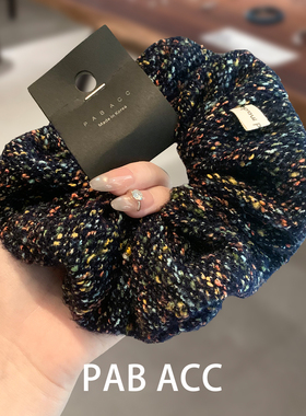 韩国小众新品秋冬时尚洋气彩色毛线大肠发圈后脑勺扎发绳弹力皮筋