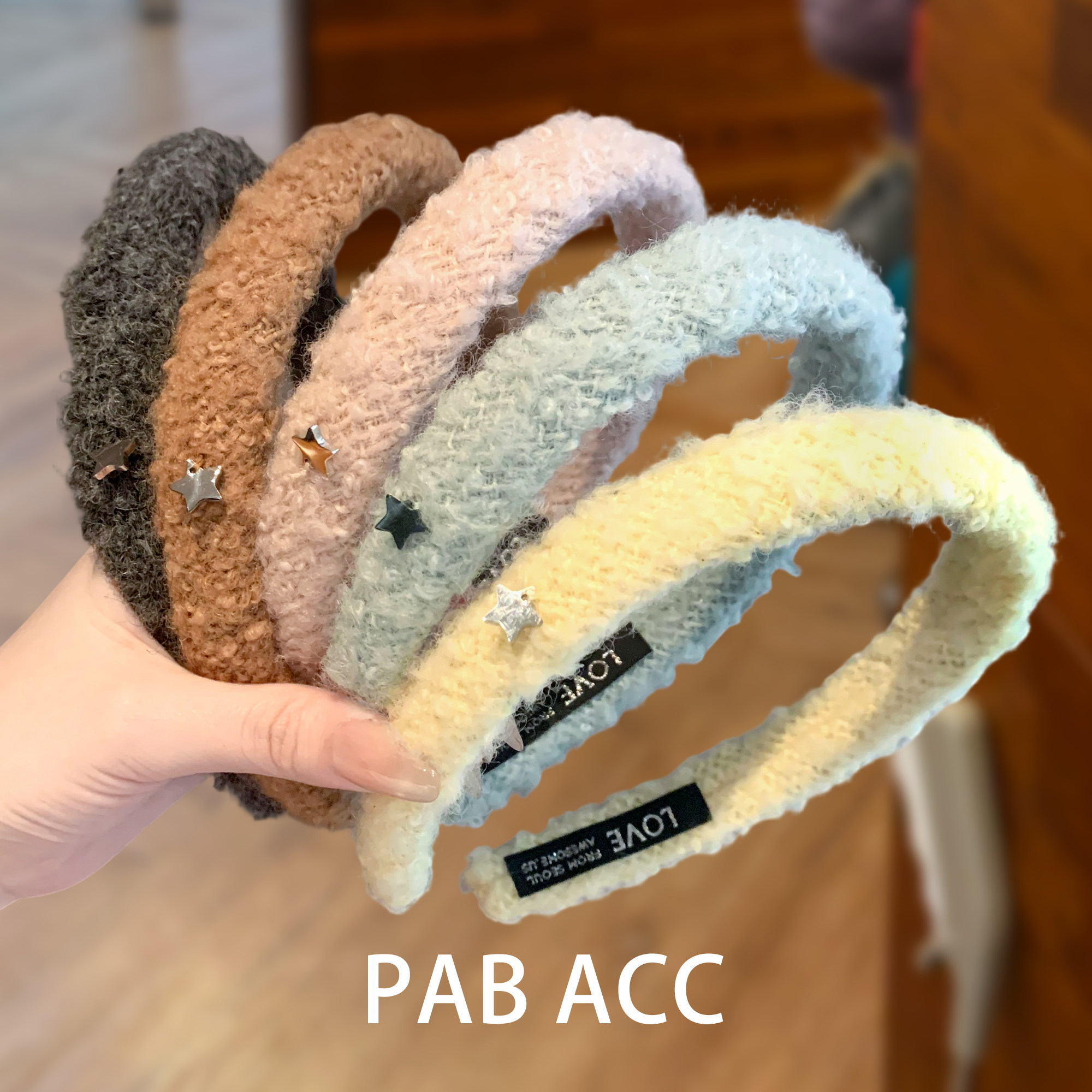 韩国ins风甜美多巴胺糖果色毛绒星星发箍羊羔毛压发捆洗脸头箍女