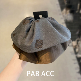 韩国复古新款气质高级感刺绣撞色叠层裙摆马尾抓夹固定盘发夹顶夹