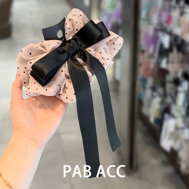 法式蝴蝶结波点马尾抓夹