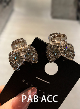 透明茶褐色醋酸蝴蝶结水钻迷你抓夹韩国公主头刘海小号对夹发夹女