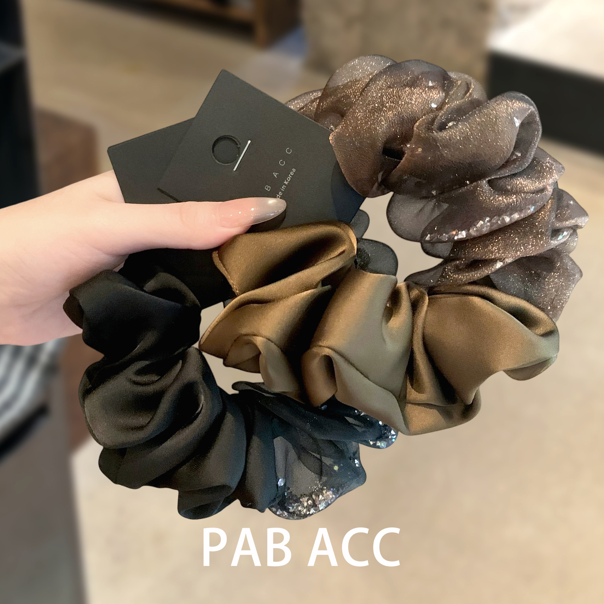 韩国ins风网纱高级感水钻缎面拼接褶皱大肠发圈复古发绳马尾皮筋,饰品/流行首饰/时尚饰品新,发饰,淘宝优惠券,粉丝福利购,淘宝优惠卷