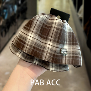 韩国复古格纹咖色双层裙摆马尾抓夹后脑勺盘发夹子显脸小时尚发饰