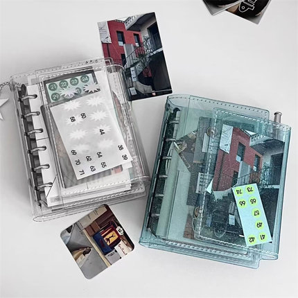 三折口袋A7活页手账本透明pvc高颜值ins风学生随身便携日记笔记本