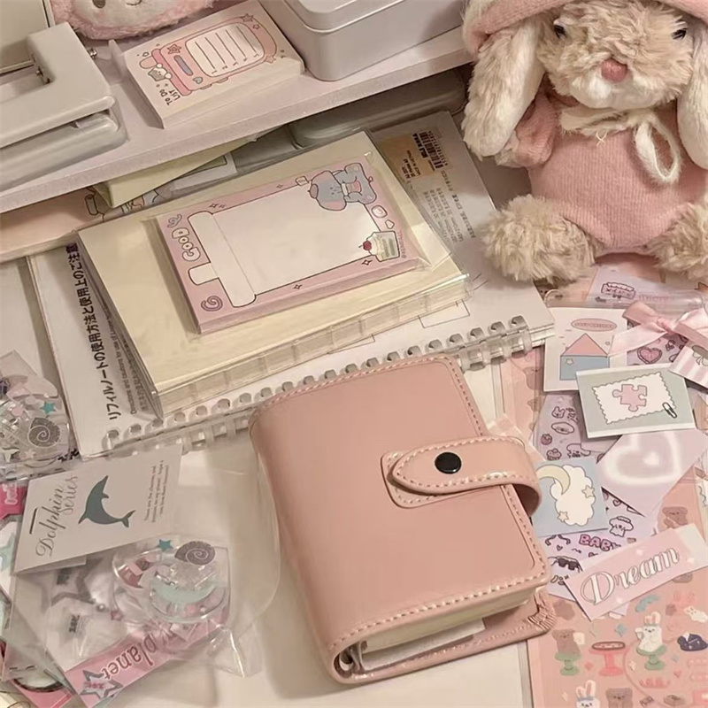 粉色m5皮质手帐活页本可拆卸高颜值笔记本学生随身便携口袋记事本