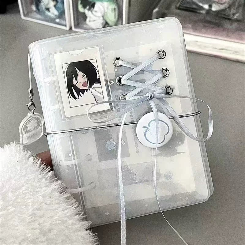 m5活页手账本雪花绑带笔记本