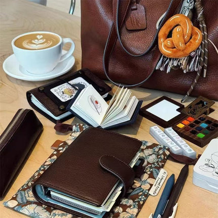 海盐巧克力a7活页皮质手账本高颜值日记本学生随身便携记事笔记本