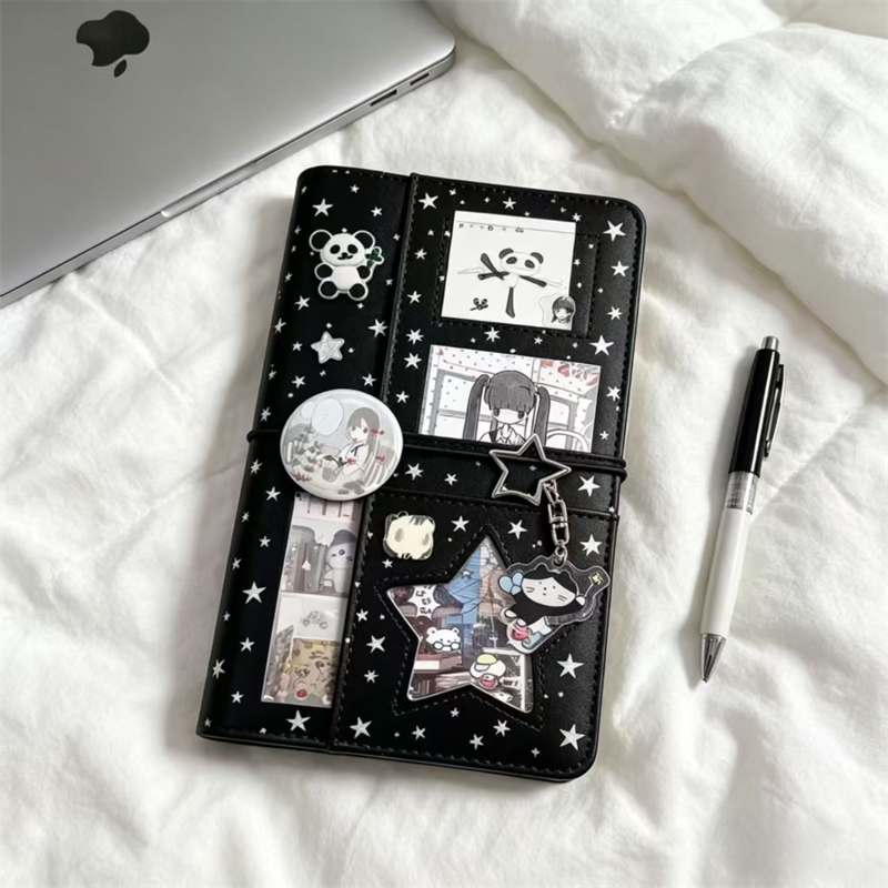 a6活页本手账本星星皮质笔记本