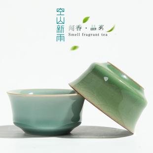 陶瓷功夫茶杯单杯主人杯家用泡茶品茗杯单只茶盏青瓷哥窑开片杯子