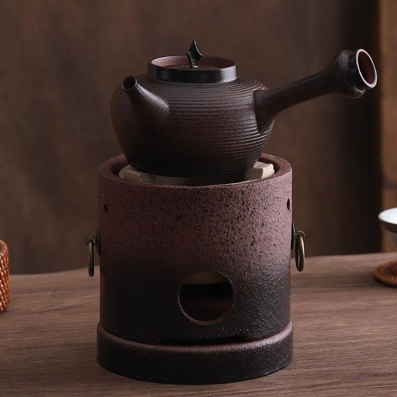 围炉煮茶家用火炭炉原矿朱泥跳盖大容量侧把煮水壶潮汕砂铫壶家用