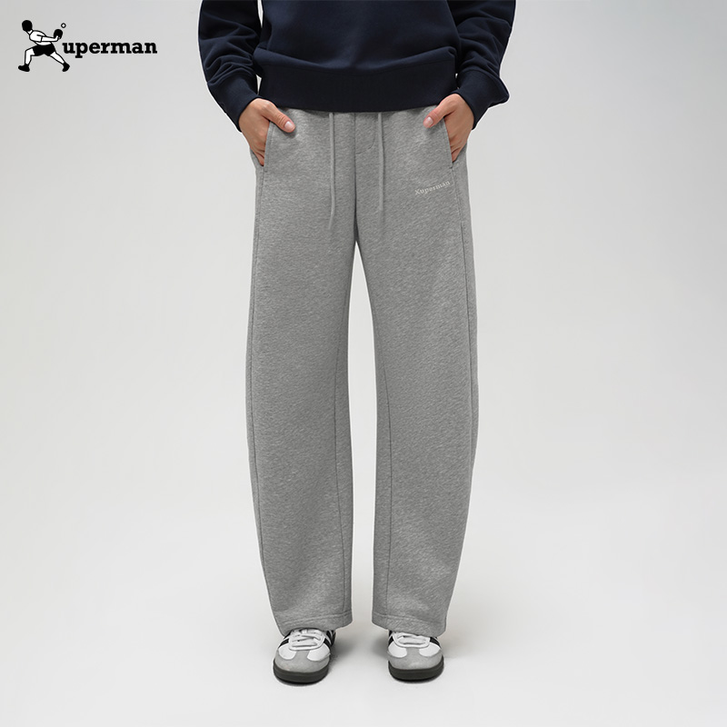Xuperman弧形弯刀运动裤秋冬新款松弛感慵懒风休闲卫裤香蕉裤情侣