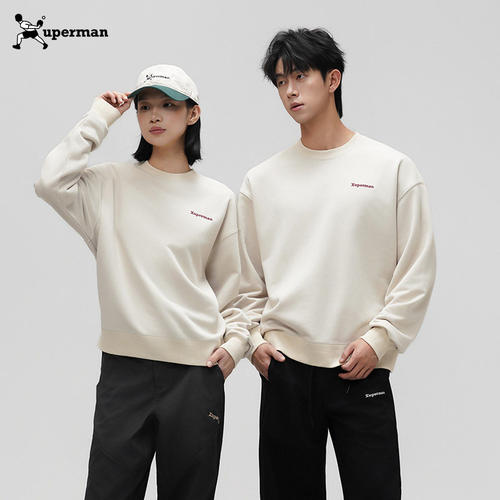 Xuperman刺绣圆领卫衣男女同款
