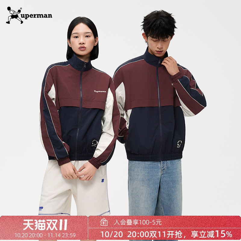 Xuperman立领复古拼接夹克