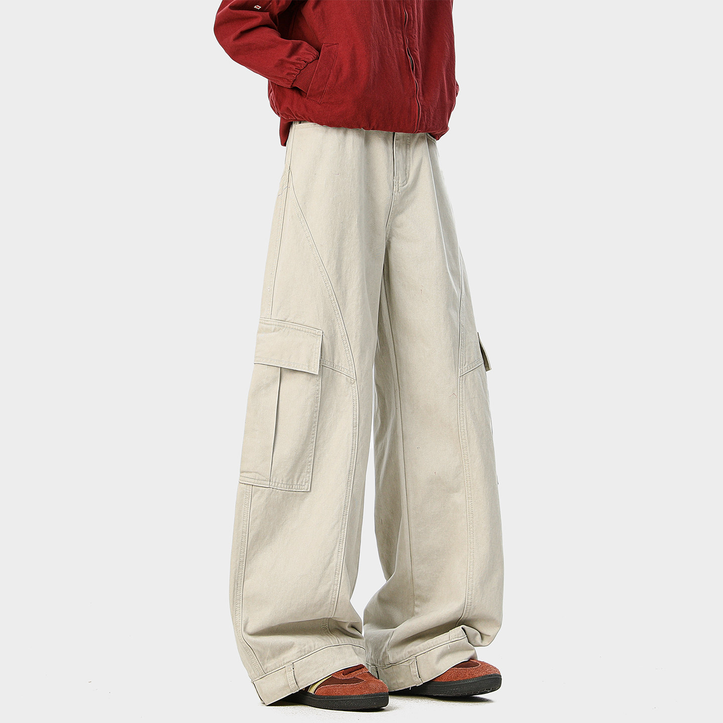 SHAPOES秋冬季男生美式纯棉工装裤男士直筒宽松休闲裤多口袋长裤,男装,休闲裤,淘宝优惠券,粉丝福利购,淘宝优惠卷