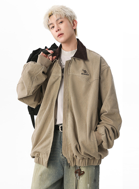 SHAPOES春秋季男生日系复古休闲夹克男士宽松经典帆布工装外套